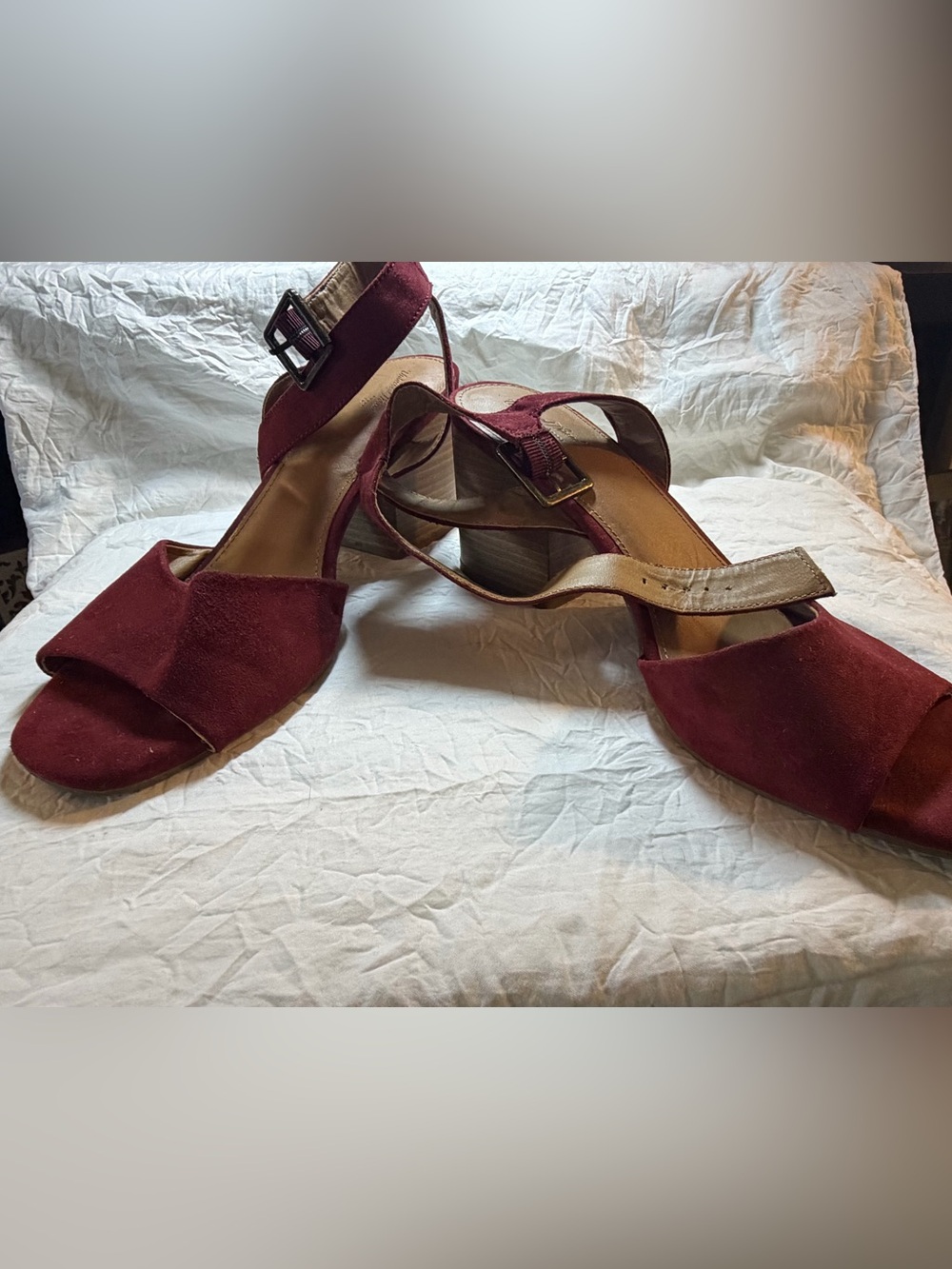 Burgundy block heels